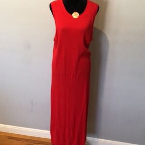 Sleeveless Red Maxi Dress - Elegant Simple Silhouette